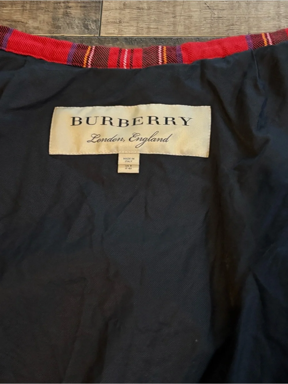 Burberry Red Tartan Midi Wrap Skirt with Buckle Accents